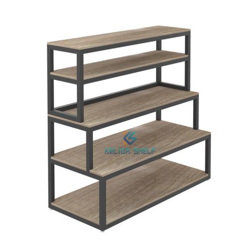 wooden metal shelves